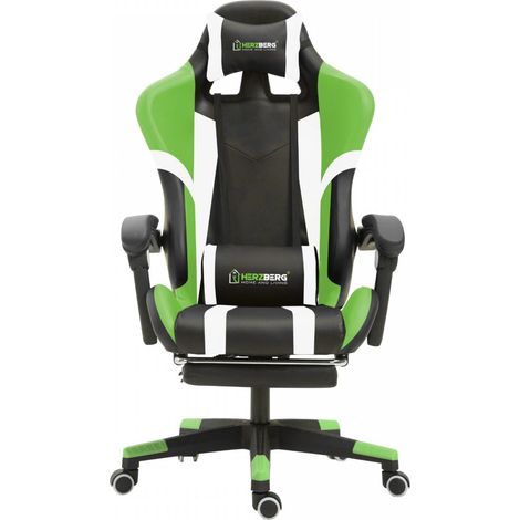 Herzberg hg 8083 dreifarbiger gaming und burostuhl mit linearem akzent in grun