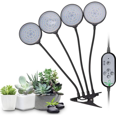 60-W-LED-Pflanzenlampe mit 4 Köpfen, USB-Stromversorgung, Klemmbefestigung, 5 dimmbare Beleuchtungsmodi für Zimmerpflanzen (1/5)
