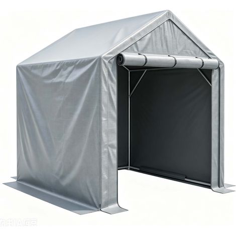 Ricovero per biciclette e giardino 190x170x200 cm in acciaio zincato e PE grigio (1/5)
