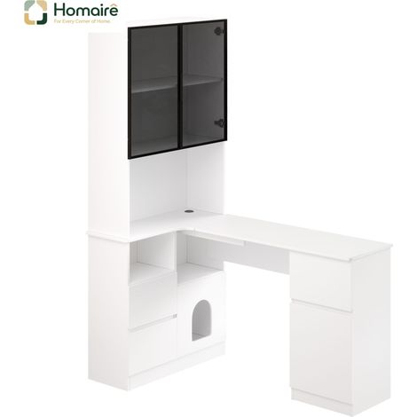 Mobilier de bureau blanc avec rangement en mdf 120 x 80 x 180 cm HOMAIRE (1/5)