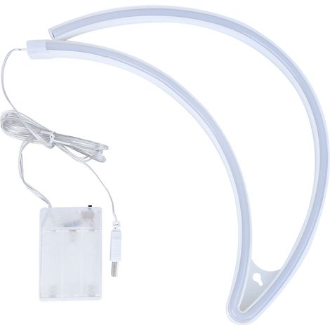 veilleuse-Lumière LED Neon Lunaire en PVC - Décor Éclairage Murale pour Chambre, Salon, Fêtes (Bleu, USB/Piles AA) (1/5)