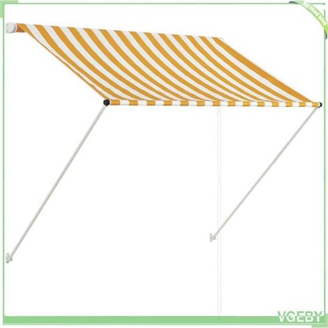 Auvent rétractable - FAFEICY - 145890 - Jaune et blanc - 100 x 150 cm - Résistant eau & UV (1/5)
