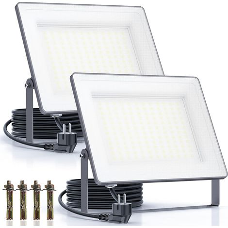 Projecteur led extérieur 120 W, usage industriel, 14400lm, 6500 K,IP66, dissipation thermique efficace, économie d'énergie de 85% spot led extérieur, jardins, entrepôts et garages(2 pièce) (1/5)