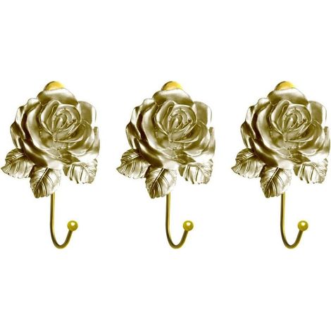 3er-Set roségoldene Wandhaken aus Kunstharz, kreative, blumenförmige Eisenhaken zur Wandmontage zum Aufhängen von Mänteln/Hüten/Schlüsseln/Handtüchern/Handtaschen/Kleiderbügeln (1/5)