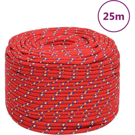 Corde marine en polypropylène pour amarrage et gréement, rouge, 8 mm x 25 m - PANGIVO (1/5)