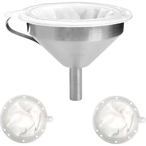 Entonnoir de cuisine en inox 5 pouces, filtres 200/400 mailles, pour liquides, huiles, jus, vin, confitures (1/4)