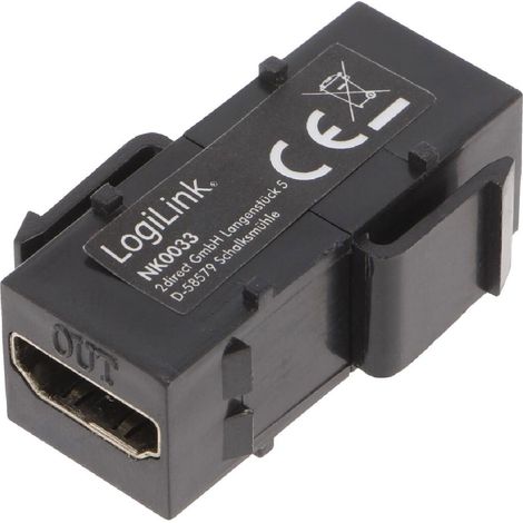 Coupleur Keystone HDMI avec repeteur - Noir