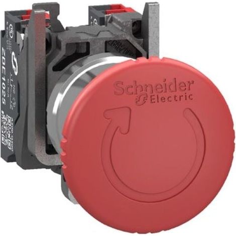 Pulsante arresto di emergenza Harmony XB4 Ø40 premere-girare rosso 2NC Push In - XB4BS84445