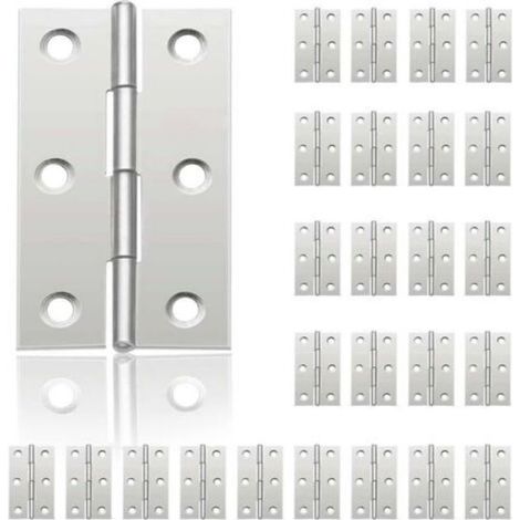 24Pcs Petit Charnières pour Portes, Charnière Inox, DIY Charnières de Portes pour Porte Placard Charnière Piano Boîtes à bijoux La Maison Meubles Matériel Armoire(44mm32mm),de DEBUNS