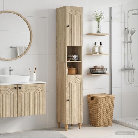 vidaXL Armadio da Bagno con Ripiano Aperto ALKMAAR Rovere Sonoma