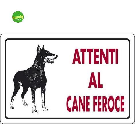 Cartello 3M attenti al cane feroce biano 20 x 30 cm