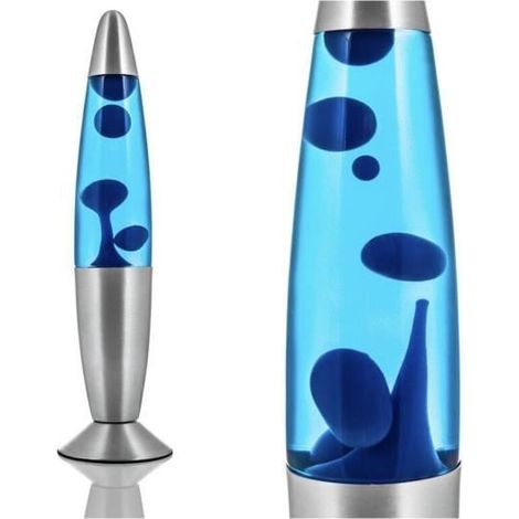 Lampe Lave - CELLUSTOP - Fusée - 2 Ampoules R39 incluses - Verre et Aluminium - 34 cm (1/4)