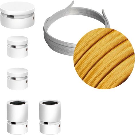 Sistema Filé Wiggle Kit - con cavo di 3 m per catenaria e 5 componenti in legno verniciato bianco per interni