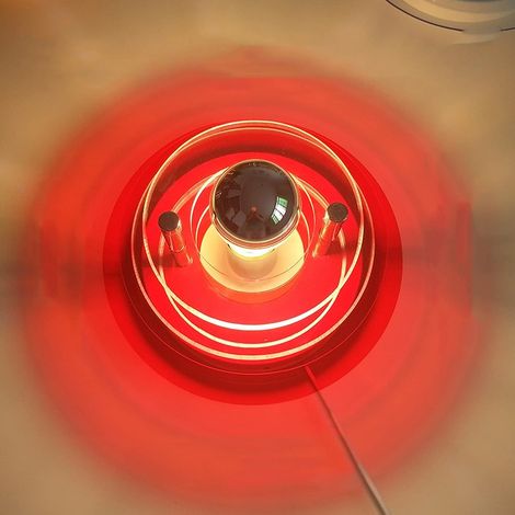 Applique da parete medievale, stile UFO, era spaziale, anni '70, Bauhaus, per soggiorno, camera da letto, ambiente alberghiero, applique senza fonte luminosa, piccola, colore rosso vino - D24E17cm (1/5)