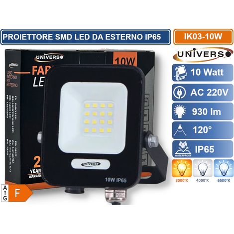UNIVERSO IK03-N-10W PROIETTORE SMD LED 10W DA ESTERNO IP65 930LM BIANCO NATURALE - 4000K (1/2)