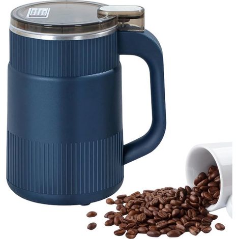 Macinacaffè in acciaio - 14,5 x 14,5 x 17 cm - Macinacaffè elettrico silenzioso per chicchi di caffè e spezie - Design compatto, facile da usare - Motore potente - Funzione di macinazione - Adatto per (1/5)