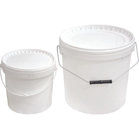 Secchio in plastica anonimo con coperchio bianco - lt.16 - manico in ferro zincato