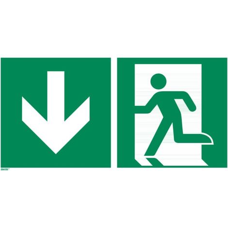 Signaux de secours Sortie de secours vers le bas, Type: 11300