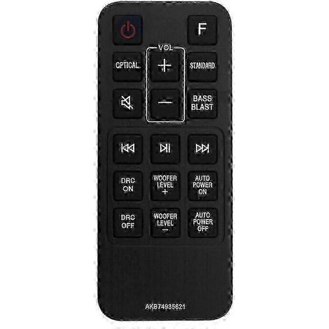 Télécommande de remplacement pour barre de son LG SJ2 SJ2.AEUSLLK SJ2.DEUSLLK (référence AKB74935621) (1/5)
