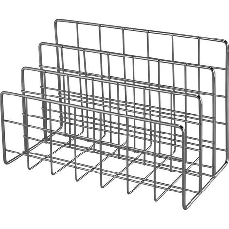 Estante metálico para papel con 3 compartimentos el soporte metálico para libros permite guardar documentos, periódicos y libros (Negro brillante). (1/5)