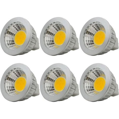 6 unités, Ampoule LED MR16/GU5.3 COB Lampe Bulb, 3W / 210lm, DC 12V, Blanc Chaud 2700K, Équivalent à Ampoule Halogène 20W, ø50x52, 90° Angle de faisceau [Classe énergétique A+] (1/5)