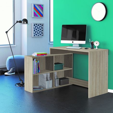 NAGANO Bureau dangle contemporain decor chene Shannon - L 112 cm (1/4)