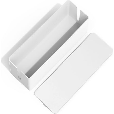 Boîte de rangement pour multiprise et câbles, organiseur de prises, coloris blanc, 32,1 × 13,6 × 12,7 cm (1/5)