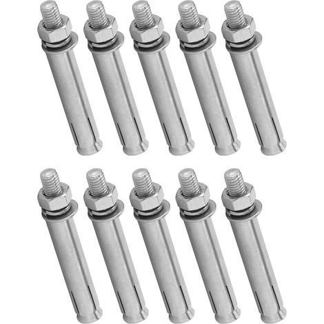 10 vis d'expansion M8x80 en acier inoxydable 304, fixation murale robuste pour bricolage