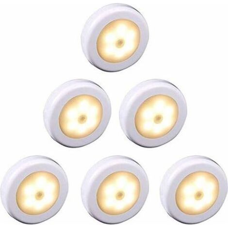 Lampe LED sans fil avec détecteur de mouvement – 6 pièces – Lumière chaude – Installation facile avec autocollant 3M – Pour placard et couloir (1/4)