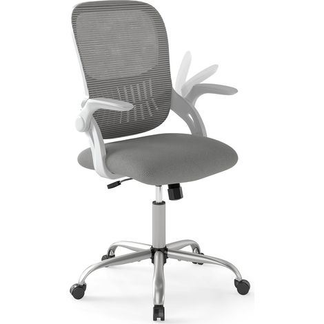 Home Office Chair with Flip Up Armrests and Back Storage Space-Grey (1/5)