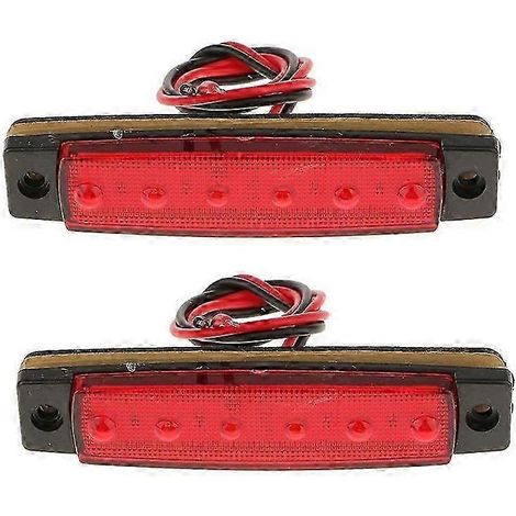 Lot de 2 feux arrière/stop/clignotants rouges étanches à 6 LED pour camion, remorque, camping-car et bateau (1/5)