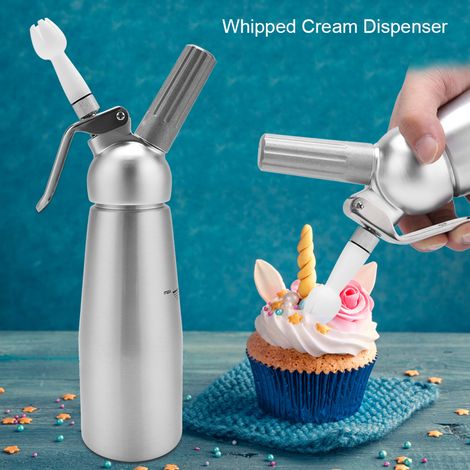 Distributeur de chantilly en aluminium 1000ml avec trois buses, lot ustensile cuisine pour crème fouettée. (1/5)
