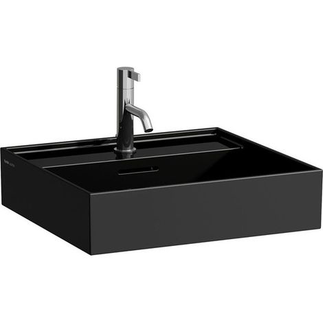 Vasque à poser KARTELL 500 x 460 mm, dessous rectifié avec trop-plein, noir LAUFEN sans trou pour robinet