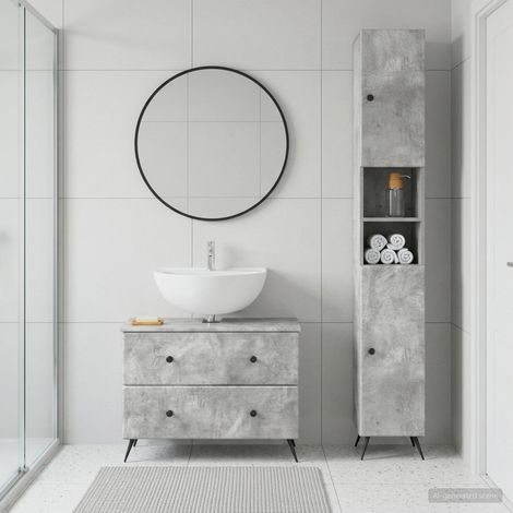 vidaXL 2 Piece Bathroom Cabinet Set BREDA Concrete Grey (1/5)
