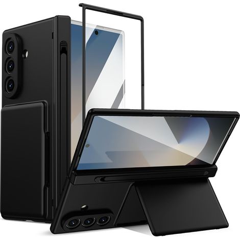 Custodia per Samsung Galaxy Z Fold 8 Ultra, con porta carte e vetro per la protezione dello schermo esterno, colore nero. (1/5)