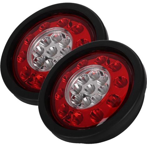 2 pièces 12V pour camion/remorque/jeep/bateau/bus/van/RV etc. Remorque universelle étanche super lumineuse ronde 19 pièces feux arrière LED feux arrière bicolores,de DEBUNS (1/5)