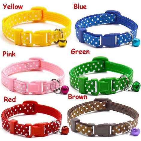 Collar con cascabel para perros pequeños con lunares y cascabel, 2 unidades, color azul. (1/5)