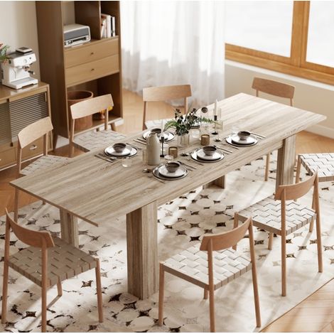 Ausziehbarer Esstisch Holz Eiche 180-260x90 cm, Schmetterlingsmechanismus, für bis zu 10 Personen (1/5)