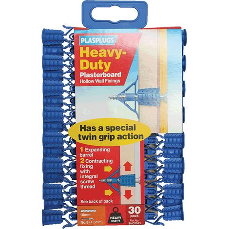 Plasplugs HCF 553 Heavy-Duty Plasterboard Fixings Pack of 30 PLASHCF553 (1/3)