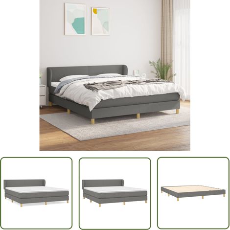 The Living Store Boxspringbett mit Matratze Dunkelgrau 160x200 cm Stoff - Boxspringbett - Doppelbett - Bettenrahmen - Matratze - Matratzenauflage (1/5)