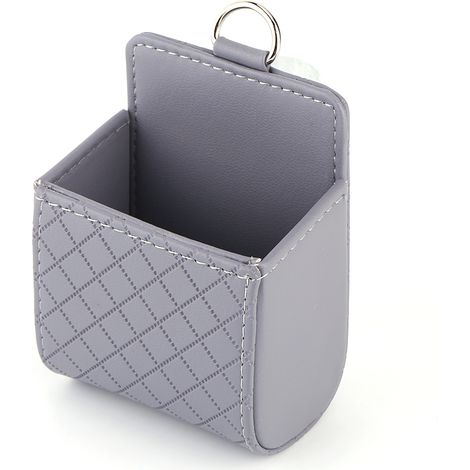 Sacoche de rangement universelle pour voiture, support pour téléphone, étui à lunettes de soleil, sac de rangement, gris (1/3)