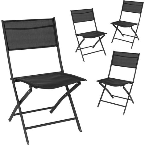 Balkon Klappstuhl schwarz 83 x 55 cm Bestaltbarkeit 150 kg - 4er Set - Faltbarer Stuhl aus Stahl mit Textil Bespannung