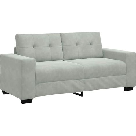 Canapé Sofa causeuse gris clair 180x77x82 cm velours (1/5)