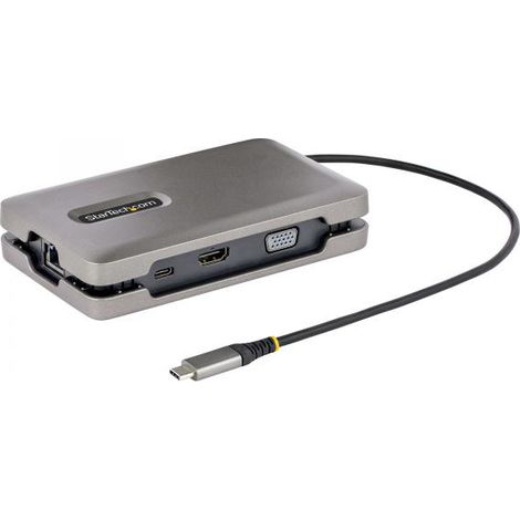 StarTech.com Adattatore Multiporta USB-C - Docking Station USB Type C con Uscita Video HDMI 2.0 4K/VGA/DP Alt Mode USB-C - Mini Dock USB con MST per Doppio Monitor - PD 100W Pass-Through (1/4)