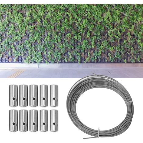 Zylindrisches Kletterseil aus Edelstahl, Edelstahl-Kreuzschlaufenset, 10 Edelstahl-Schlaufenschrauben + 12-m-Set (1/5)