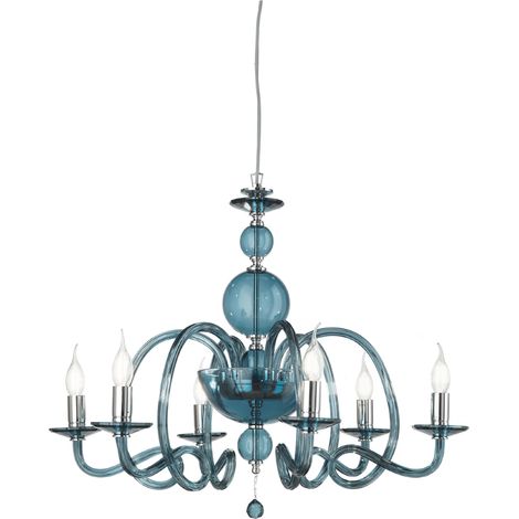 Lampadario a sospensione D75 cm VIVALDI a 6 luci in vetro lavorato a mano OTTANIO (1/2)