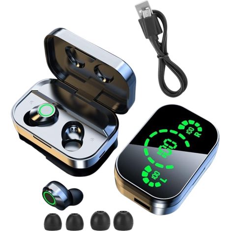 Auriculares inalámbricos Bluetooth YD03, batería externa, pantalla LCD con espejo (1/5)