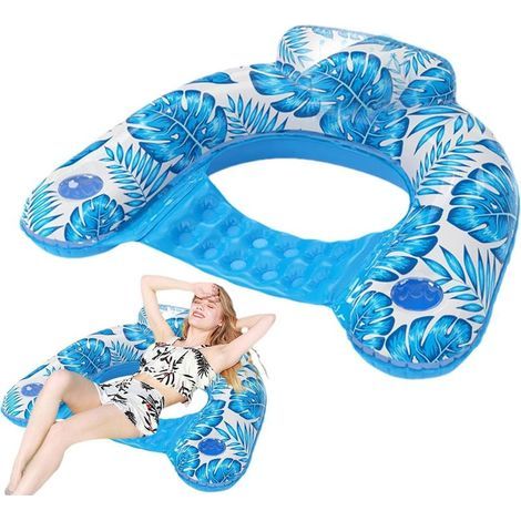 Chaise flottante gonflable pour piscine avec porte-gobelet - Flotteur de piscine pour adultes (1/5)