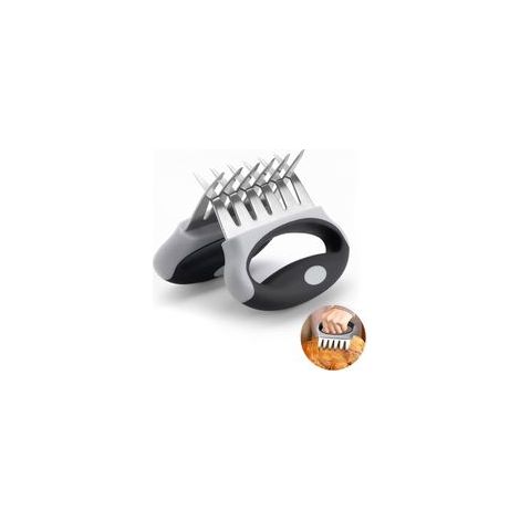 Set mit 2 Fleischwolfzangen aus Metall, Hähnchenwolfzange, Fleischwolfkrallen, Grillzange, Pulled-Pork-Zange (schwarz, in einer Tasche). - Crezuo