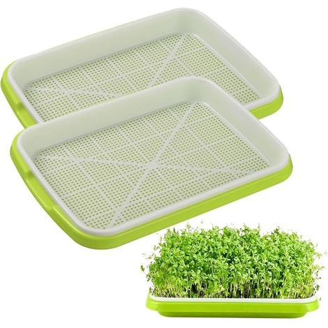 2 Pièces Bacs à Semis Hydroponique, Plateau de Germination sans BPA, Rectangulaire Germoir à Graines, Idéal pour Faire Germer des Graines, des Germes de Soja et des Micro Pousses